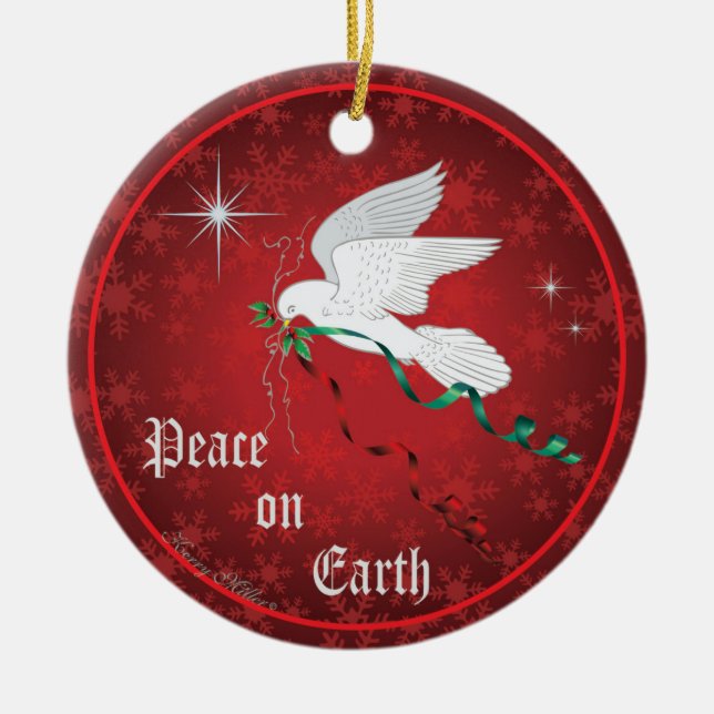 White Dove Ceramic Ornament (Front)