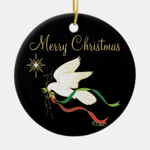 White Dove Ceramic Ornament