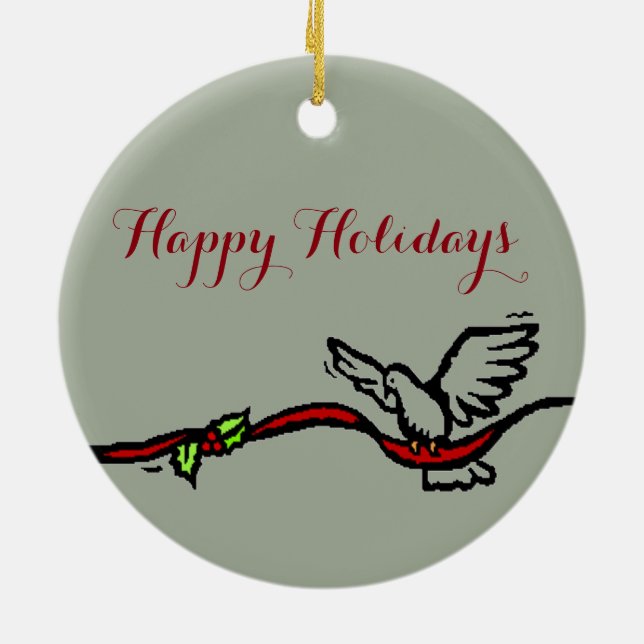 White Dove Ceramic Tree Decoration (Back)