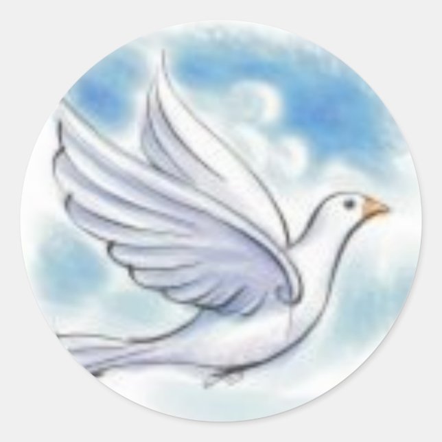 white dove classic round sticker (Front)