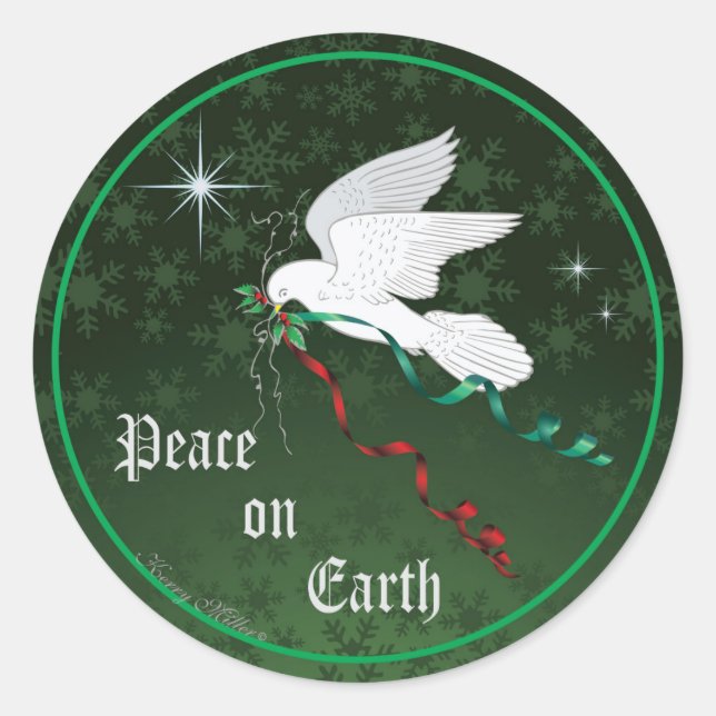 White Dove Classic Round Sticker (Front)