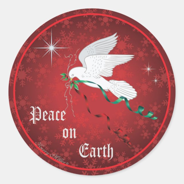 White Dove Classic Round Sticker (Front)