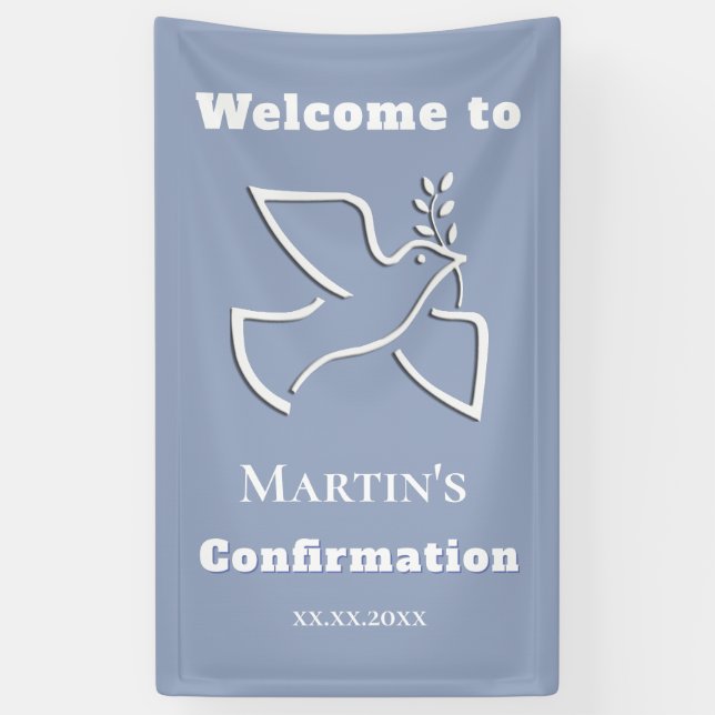 white dove design Confirmation boy welcome  Banner (Vertical)