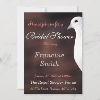 White Dove Feminine Bridal Shower Invitation