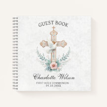 White Dove First Holly Communion Guest Book