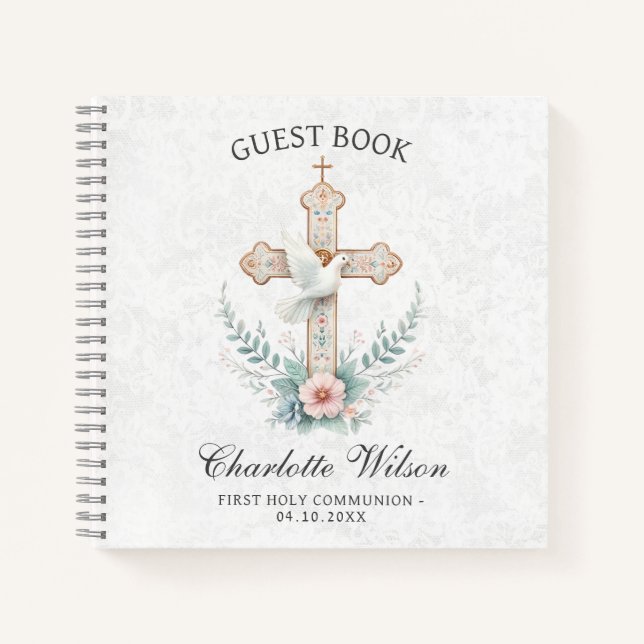 White Dove First Holly Communion Guest Book (Front)