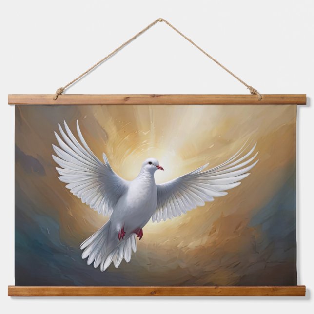 White Dove Flying Hanging Tapestry (Front)