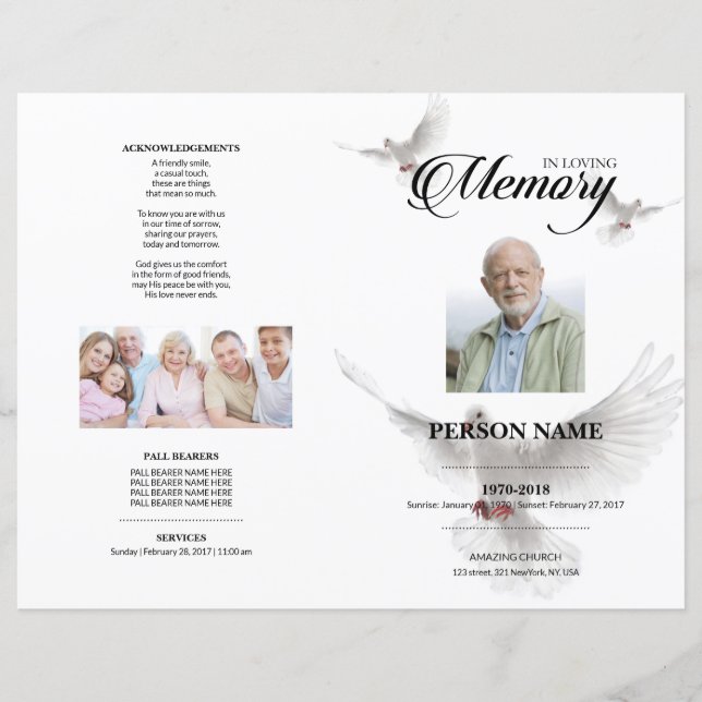 White Dove Funeral Template (Front)