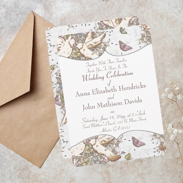 White Dove Garden Pattern Invitation (Creator Uploaded)