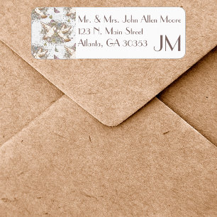 White Dove Garden Pattern Return Address Label