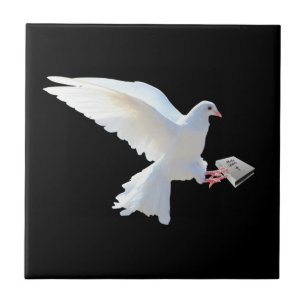 WHITE DOVE HOLDING BIB CERAMIC TILE