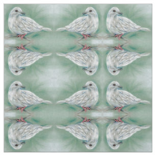 White Dove in the Pine Pastel Art Pattern Fabric