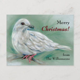 White Dove in the Pine Personalised Christmas Holiday Postcard