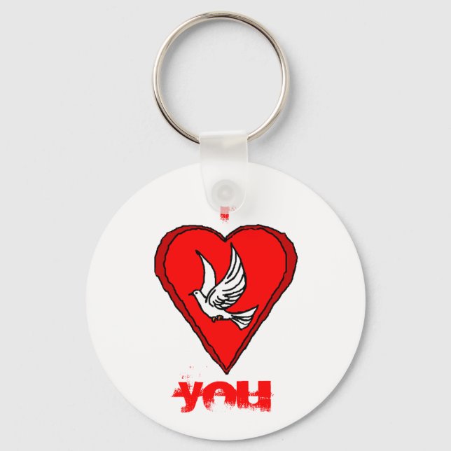 White Dove Key Ring (Front)