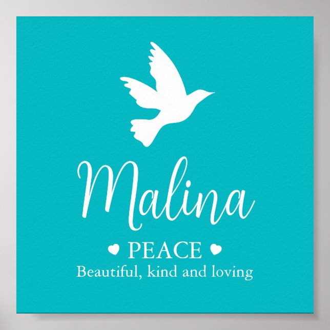 White dove Malina name meaning aqua Poster (Front)