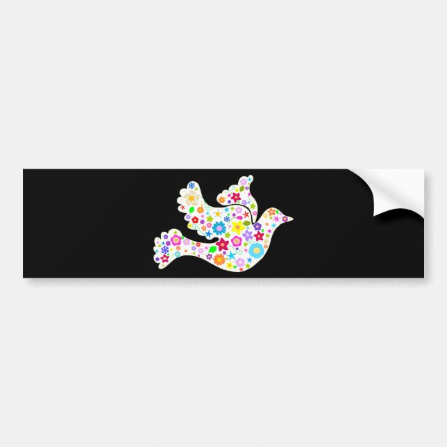 White Dove of Flowers Bumper Sticker (Front)