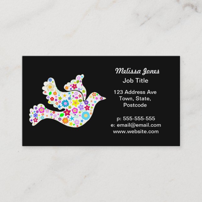 White Dove of flowers Business Card (Front)