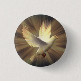 White Dove of Peace. 3 Cm Round Badge