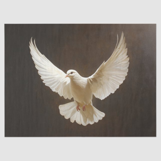 White Dove on a Dark Background Decoupage Tissue Paper (Front)