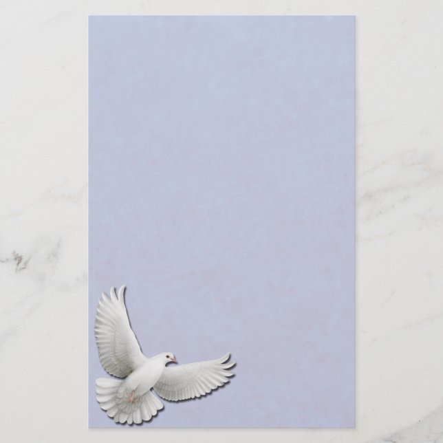 White Dove on Blue Stationery (Front)