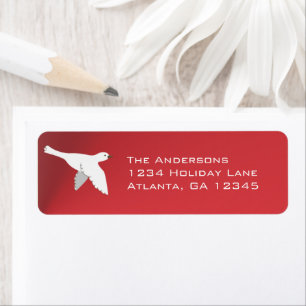 White Dove on Christmas Red Labels