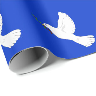 White Dove on Deep Blue Background Gift Wrap