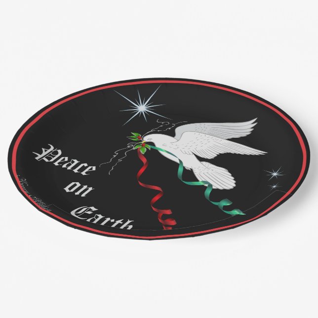 White Dove Paper Plate (Angled)