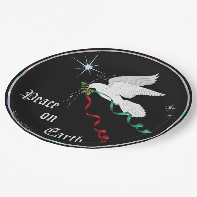 White Dove Paper Plate (Angled)