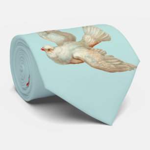 white dove print tie