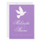 White dove purple ribbon formal wedding invite