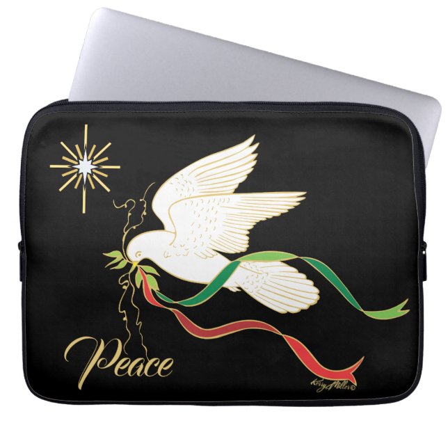 White Dove Spreading Peace Laptop Sleeve (Front)