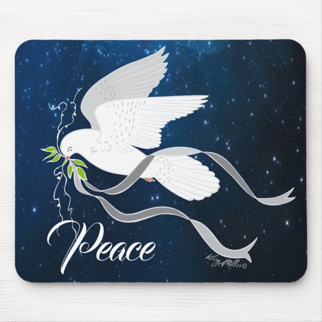 White Dove Spreading Peace Mouse Pad (Front)
