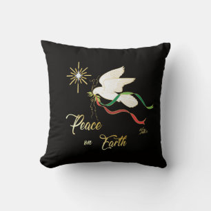 White Dove Spreading Peace On Earth Cushion
