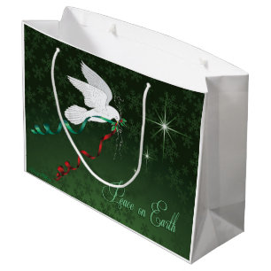 White Dove Spreading Peace On Earth Large Gift Bag