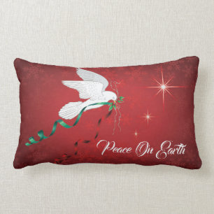 White Dove Spreading Peace On Earth Lumbar Cushion