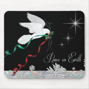 White Dove Spreading Peace On Earth Mouse Pad