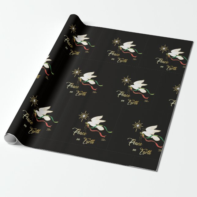 White Dove Spreading Peace On Earth Wrapping Paper (Unrolled)