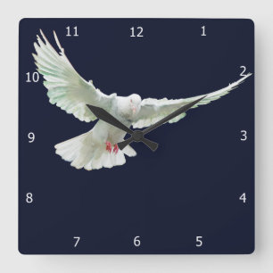 WHITE DOVE SQUARE WALL CLOCK
