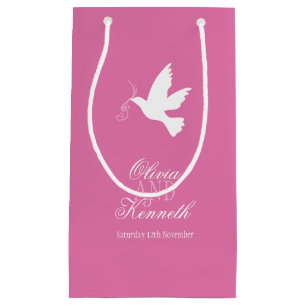 White dove wedding thank you personalised gift bag