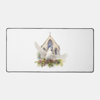 White Dove With Church Desk Mat