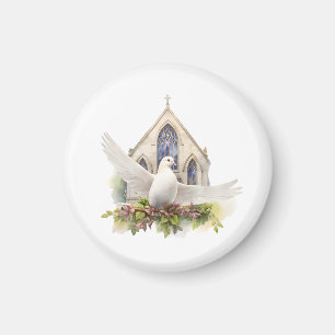 White Dove with Church Magnet