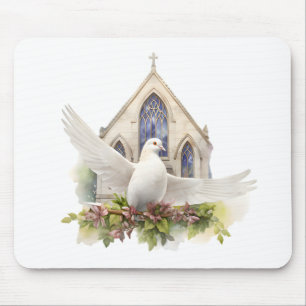 White Dove With Church Mouse Pad