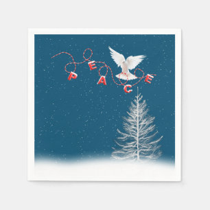 White Dove With Peace Christmas Ornament Napkin