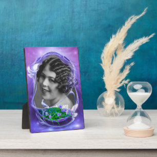 White Doves and Violets Art Frame Plaque