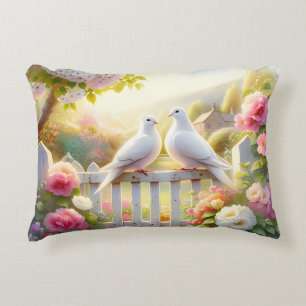 White Doves Cottage Garden Decorative Cushion