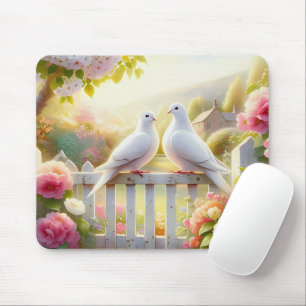 White Doves Cottage Garden Mouse Pad