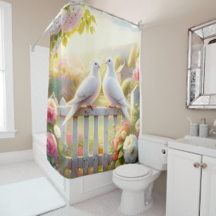 White Doves Cottage Garden Shower Curtain