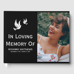White Doves In Loving Memory Tribute Photo Guest Book