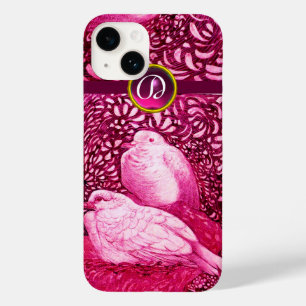 WHITE DOVES IN PINK FUCHSIA MONOGRAM Case-Mate iPhone 14 CASE