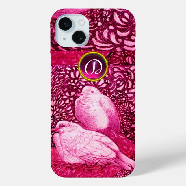 WHITE DOVES IN PINK FUCHSIA MONOGRAM Case-Mate iPhone CASE (Back)